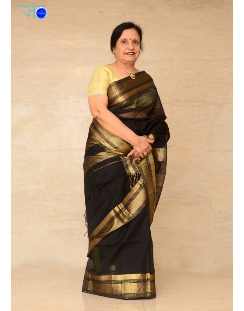 Black Maheshwari Silk Saree