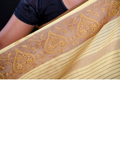 Maheshwari Saree (Mehendi Green & Brown)