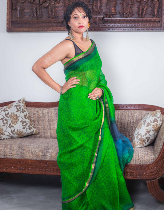 Peacock Color Kota Silk Saree