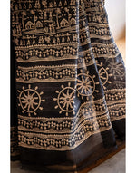 Load image into Gallery viewer, Warli Painted Black Tussar Silk Saree
