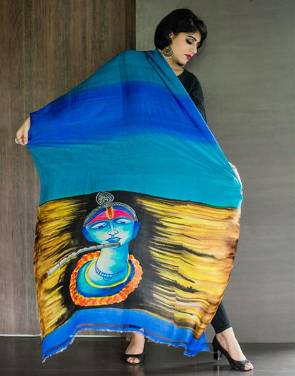 Tussar Krishna Painted Dupatta