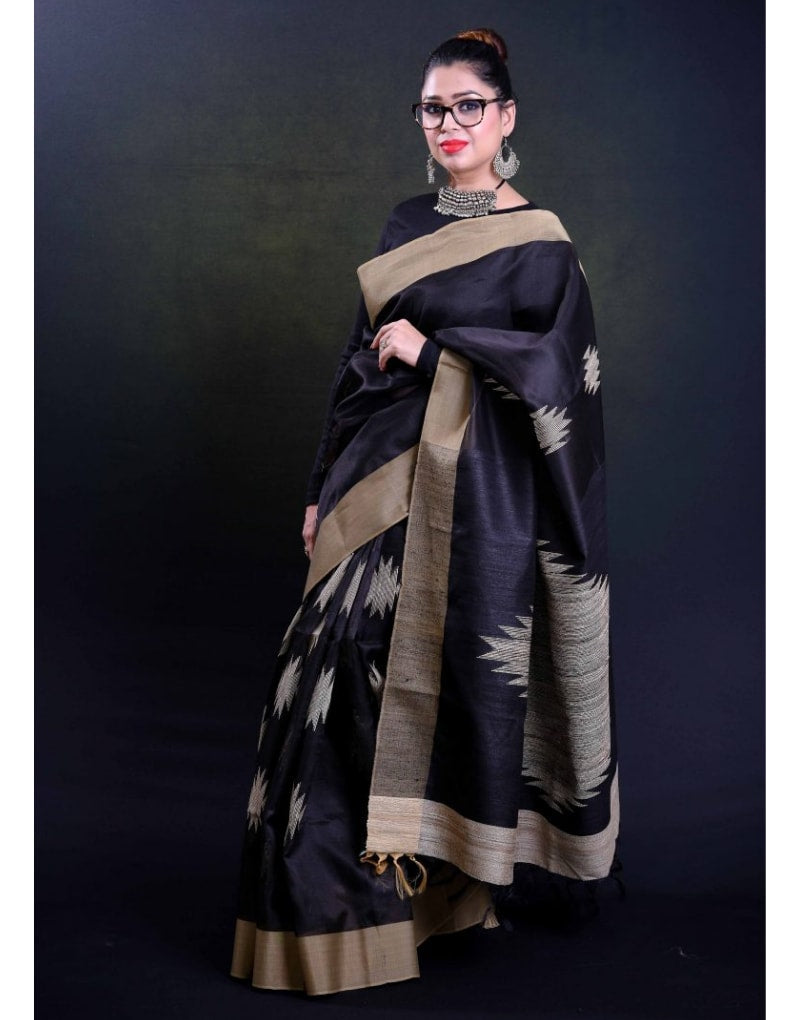 Black Organza Fabric Saree