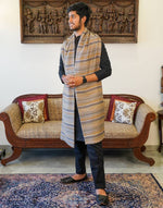 Load image into Gallery viewer, Camel colour with brown and blue stripes Men shawls

