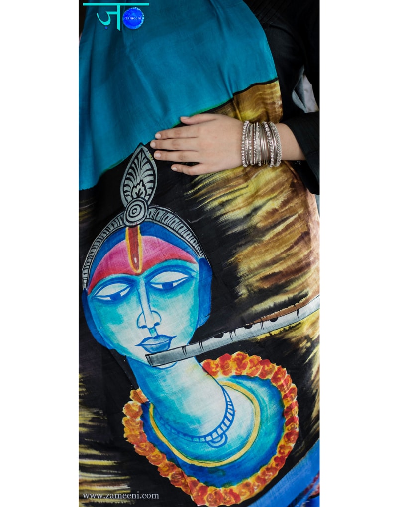 Tussar Krishna Painted Dupatta