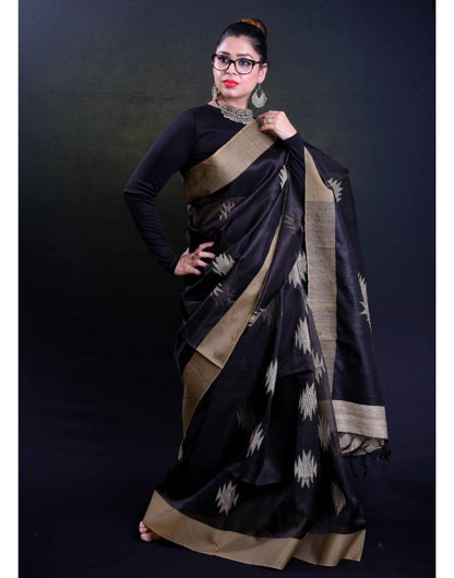 Black Organza Fabric Saree