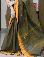 Load image into Gallery viewer, Mehndi Green Cotton Saree
