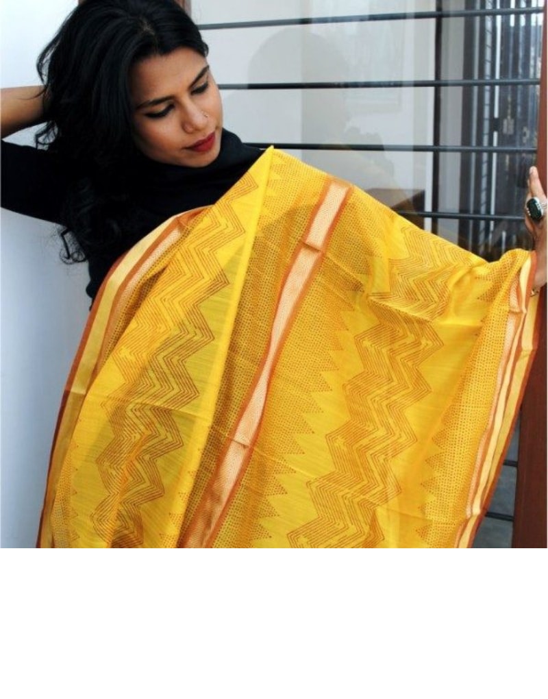 Mustard & Brown Maheshwari Silk Dupatta