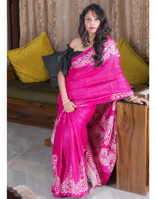 Magenta Geecha Silk Saree