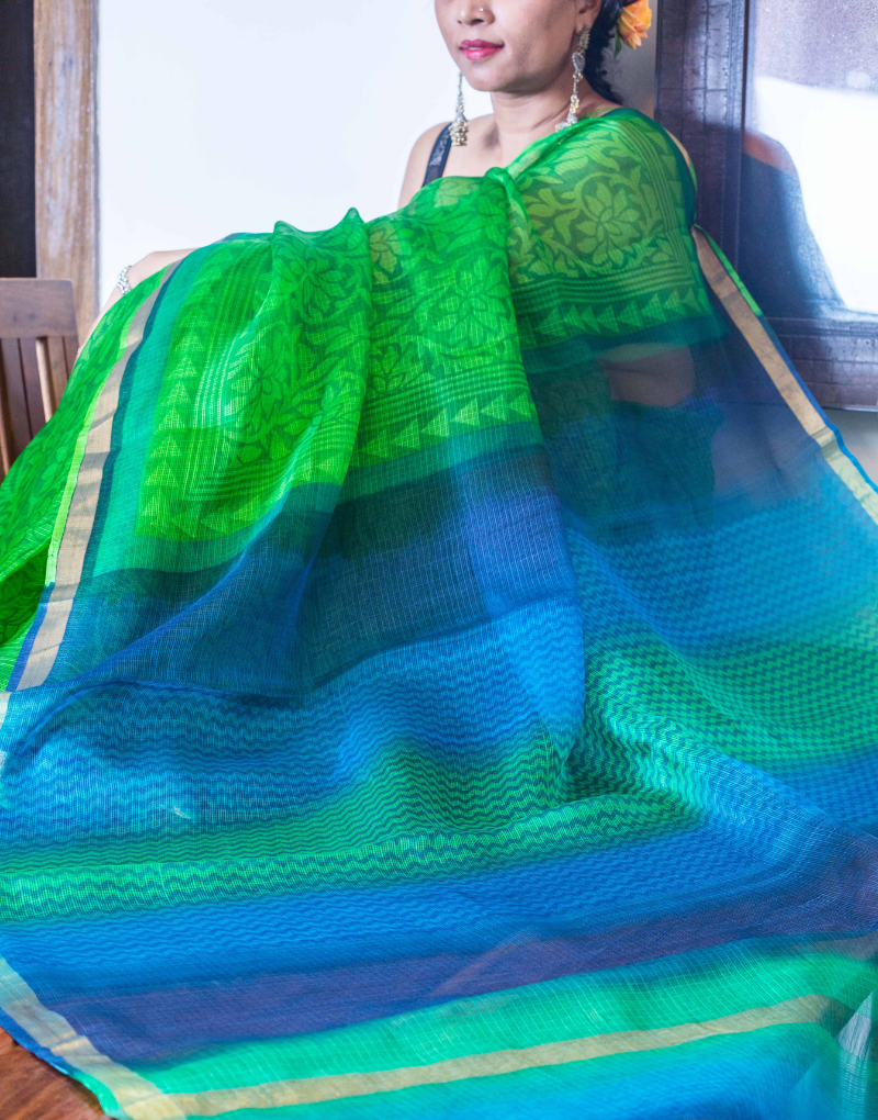 Peacock Color Kota Silk Saree