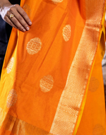 Load image into Gallery viewer, Maheshwari silk Shaded Banarasi Yellow &amp; Orange Dupatta
