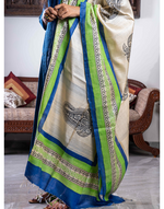 Load image into Gallery viewer, Beige Tussar Dupatta With Blue Green Border
