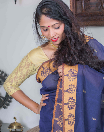 Dark Blue Cotton Saree