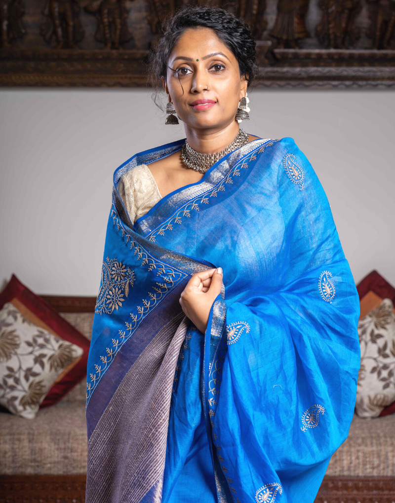 Maheshwari Saree (Blue Colour)