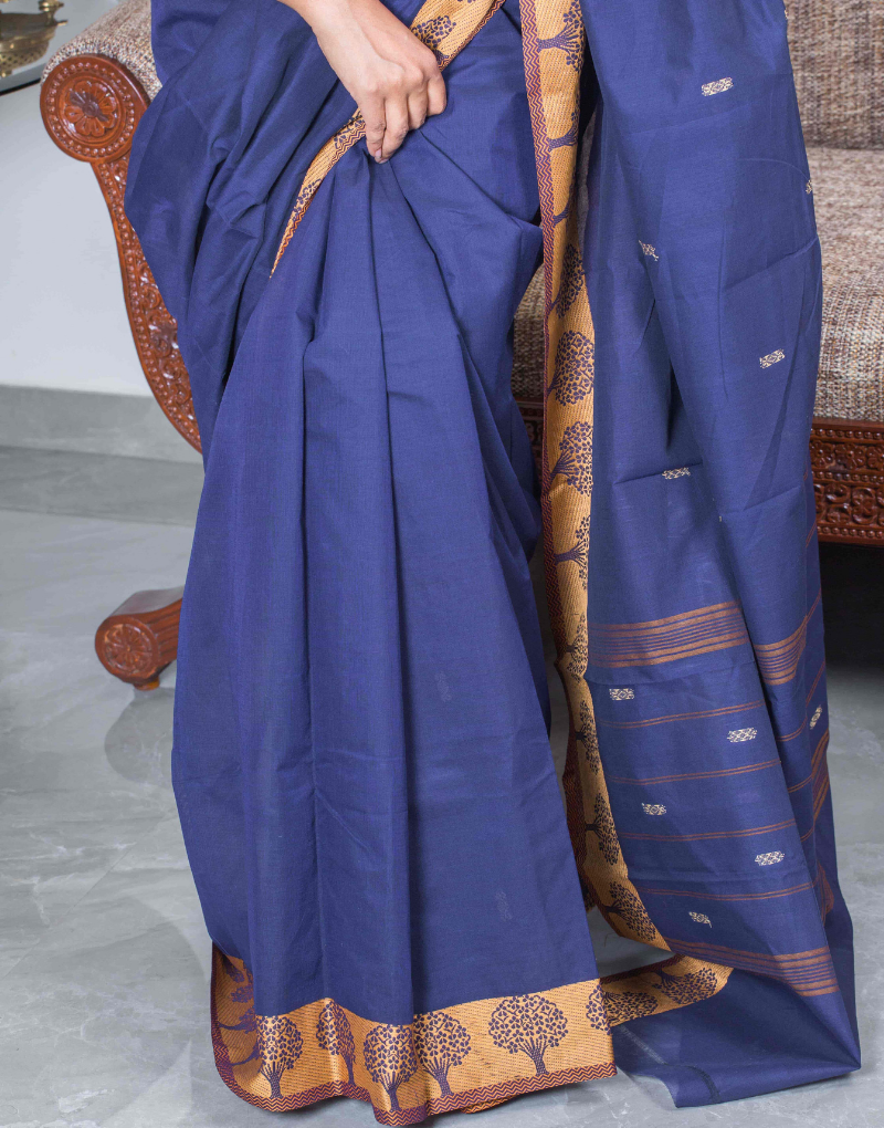 Dark Blue Cotton Saree