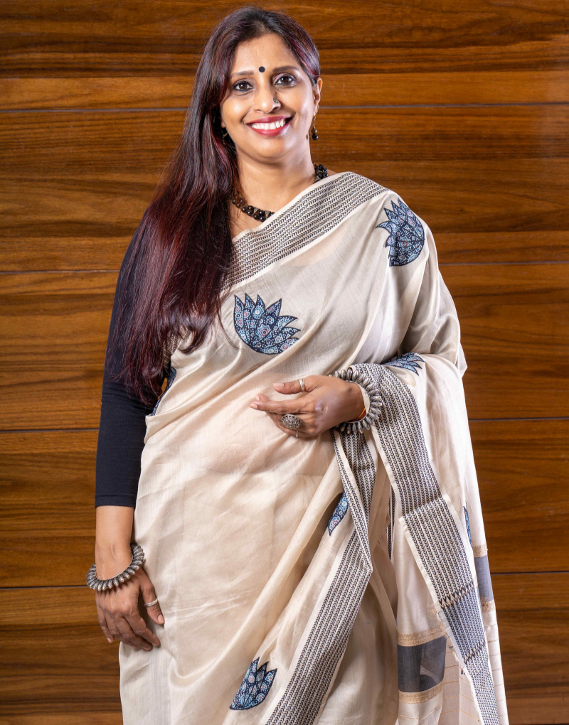 Maheshwari Silk Saree with Ajrakh motifs