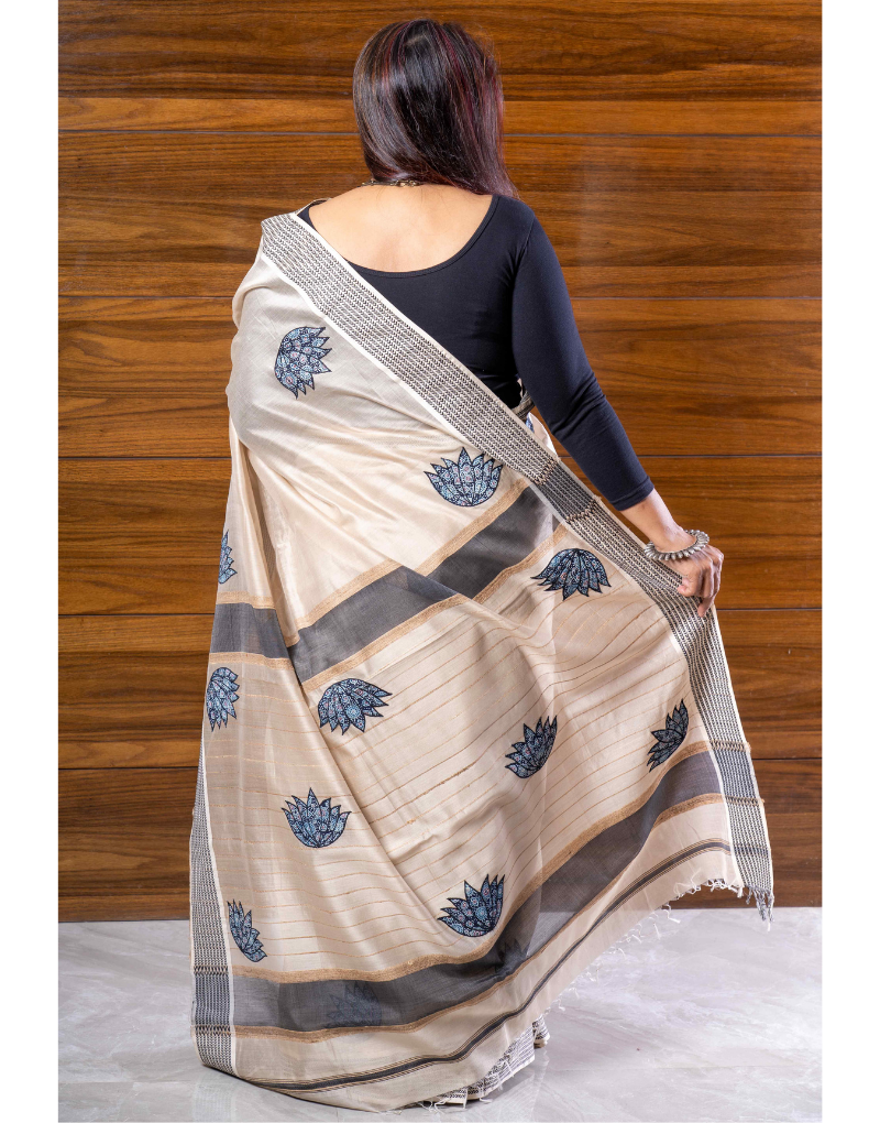 Maheshwari Silk Saree with Ajrakh motifs