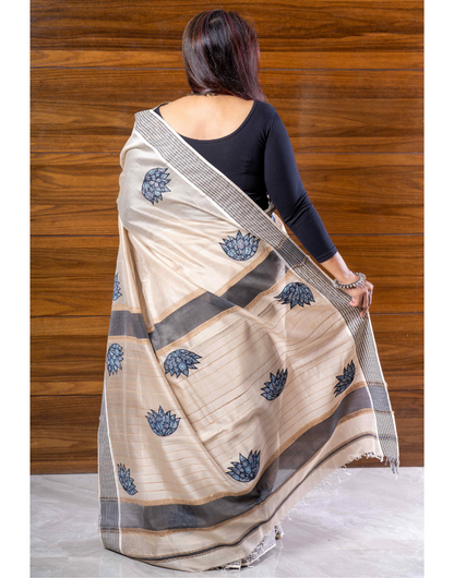 Maheshwari Silk Saree with Ajrakh motifs