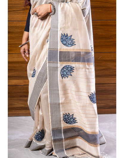 Maheshwari Silk Saree with Ajrakh motifs