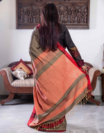 Load image into Gallery viewer, Brown &amp; Red Moonga Cotton Silk Saree
