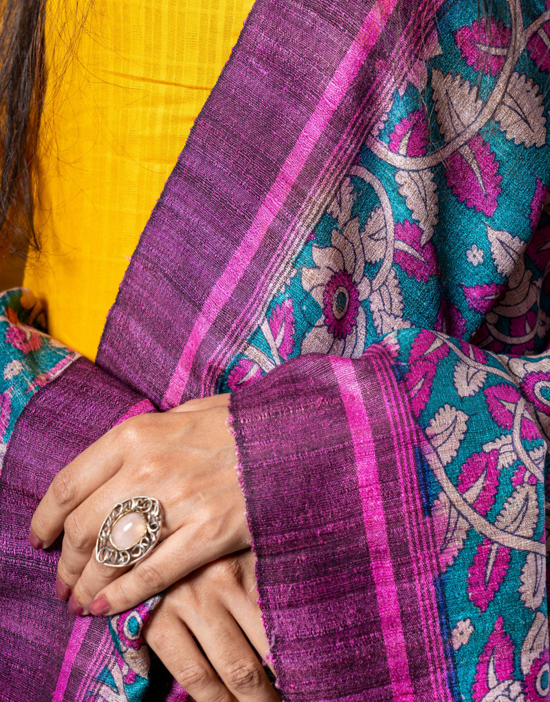 Geecha Pink and Green Floral Dupatta