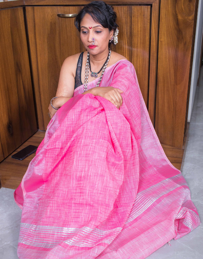 Pink Soft Cotton Saree