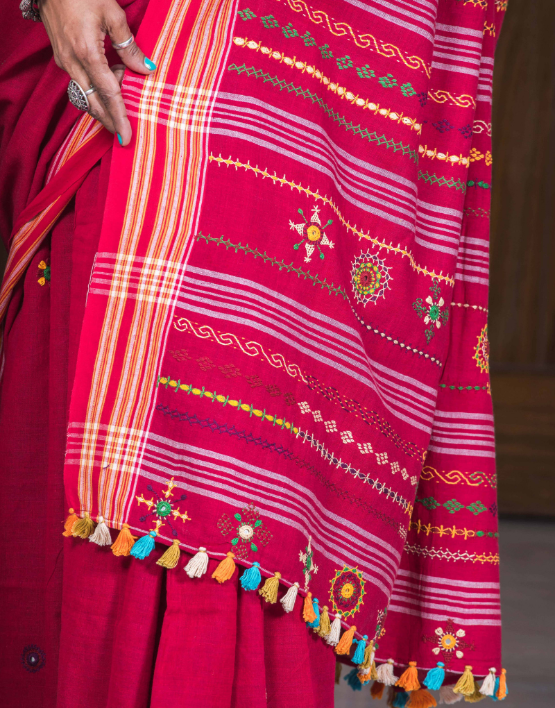 Red Lambani Tribal Soft Cotton Saree