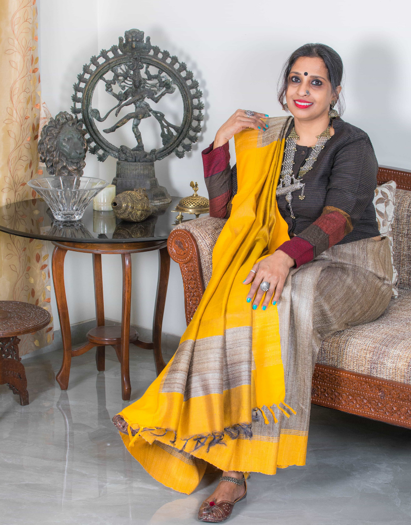 Yellow Geecha Silk Saree