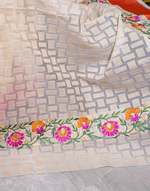 Load image into Gallery viewer, Cream Supernet With Floral Embroidery
