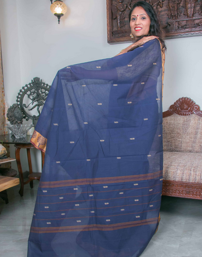 Dark Blue Cotton Saree