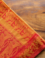 Load image into Gallery viewer, Mustard and Sindoori Red Baluchari Cotton Saree
