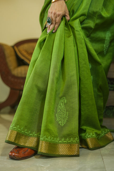 Green And Black Maheshwari Saree