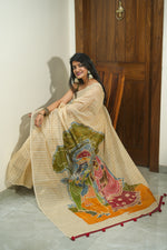 Load image into Gallery viewer, Hand Painted Chanderi Silk Saree
