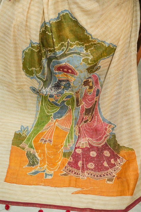 Hand Painted Chanderi Silk Saree