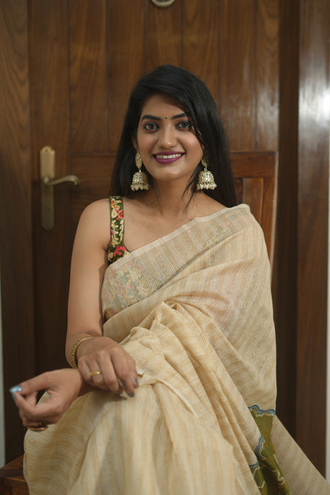 Hand Painted Chanderi Silk Saree