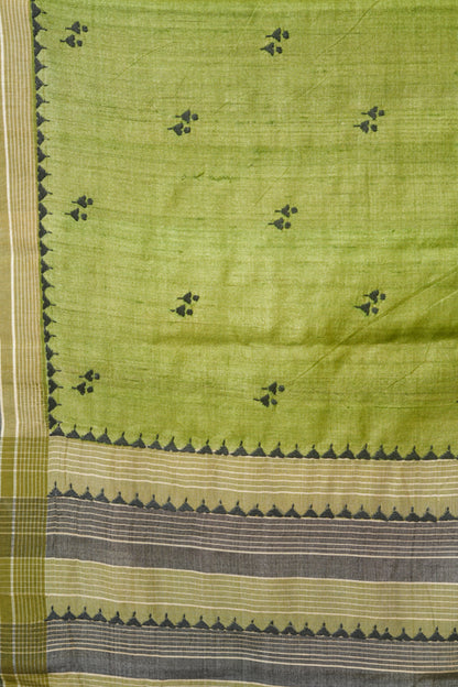 Green Tussar Silk Saree