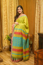 Load image into Gallery viewer, Green Handwoven Cotton Saree
