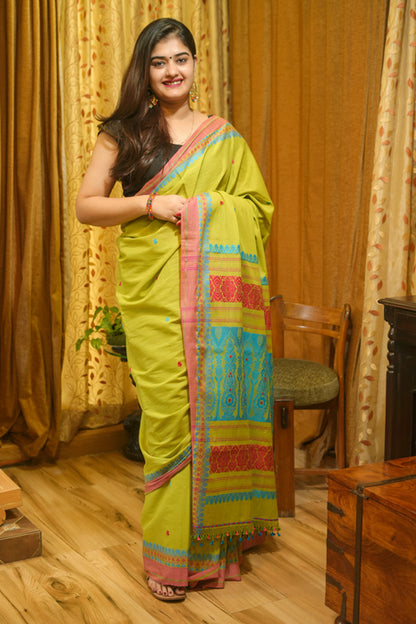 Green Handwoven Cotton Saree