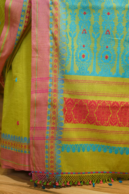 Green Handwoven Cotton Saree