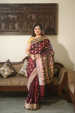 Load image into Gallery viewer, Chocolate brown benarsi silk saree
