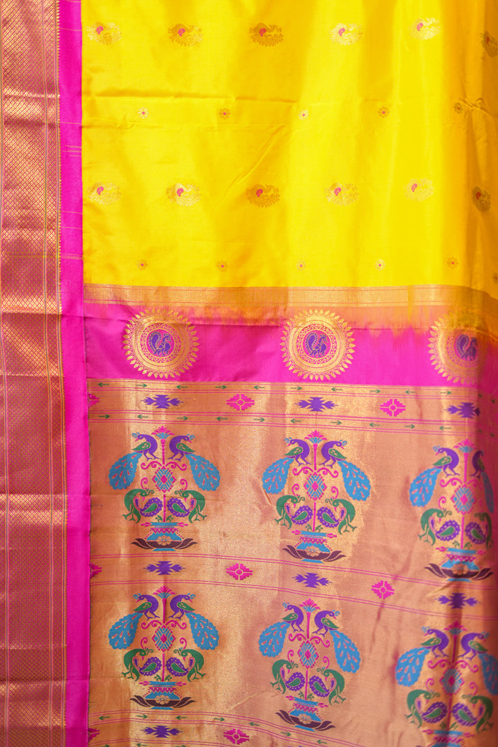 yellow Paithani saree