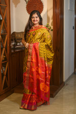 Load image into Gallery viewer, Green Ikkat Silk Saree
