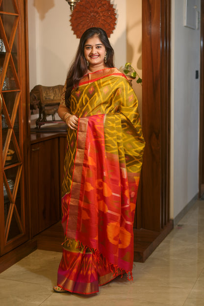 Green Ikkat Silk Saree