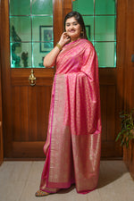 Load image into Gallery viewer, Baby Pink Satin Saree
