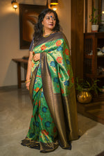 Load image into Gallery viewer, Green Tissue Silk Saree
