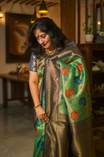 Load image into Gallery viewer, Green Tissue Silk Saree
