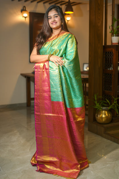 Green Tissue Silk Brocade Saree