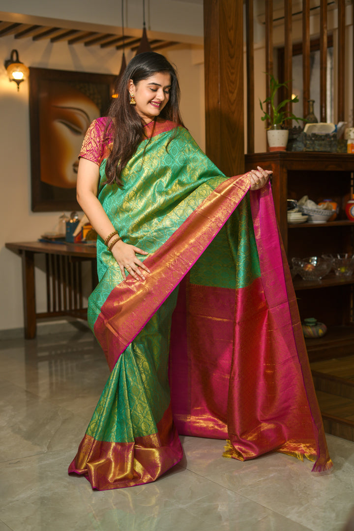 Green Tissue Silk Brocade Saree