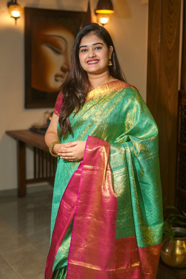 Green Tissue Silk Brocade Saree