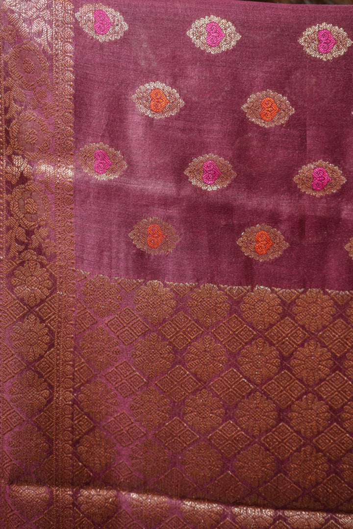 Deep wine muga silk saree