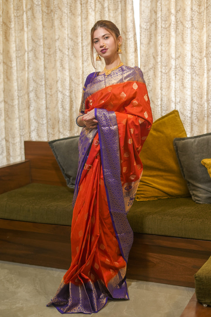 Orange Gadwal Saree